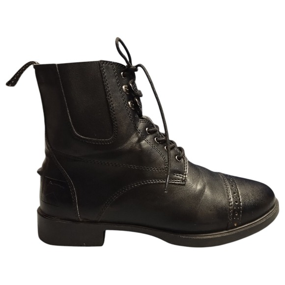 Dover Saddlery Riding Sport Boots Womens Size 7.5‎ Black Mid Top Cap Toe Lace Up - Picture 1 of 13